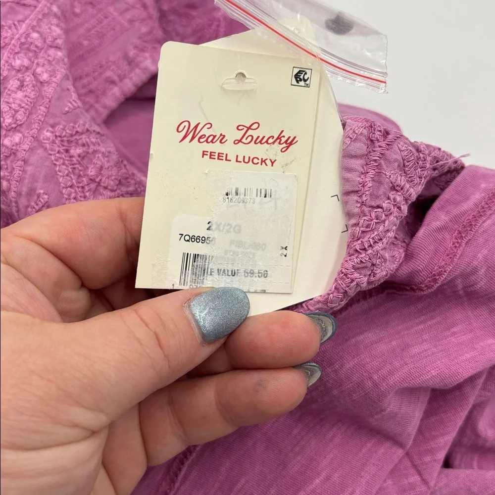 Lucky Brand Embroidered Yoke Sleeveless Top in First Bloom - Picture 7 of 7